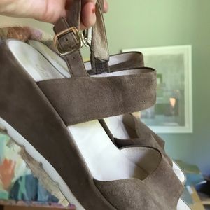 Gabor Wedge Sandals, Tan Suede, 8.5